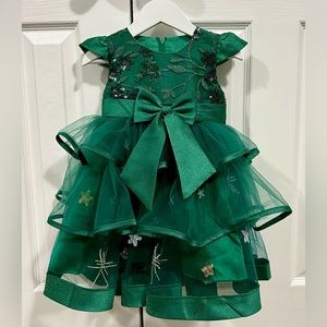 18-24 Month Toddler Girl Green Holiday Party Dress